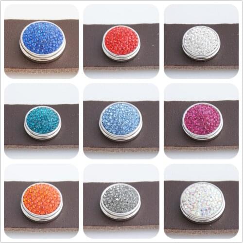 Trendy Manual high Quality 18MM Colorful Pure Crystal rhinestone charm snap button for DIY snap jewelry wholesale KB0001-0027