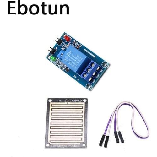 For Rain water sensor module + DC 5V 12V Relay Control Module Rain Sensor Water Raindrops Detection Module for Arduino robot kit