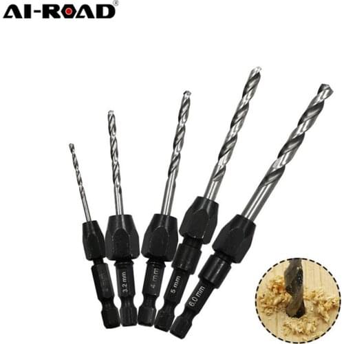 5pc Quick Change Drill Bit Set Hex Shank Metric 2mm To 6mm Twist Drill Bit Steel Plate Hole Cutter Drill HSS 6542 Core Drill Bit