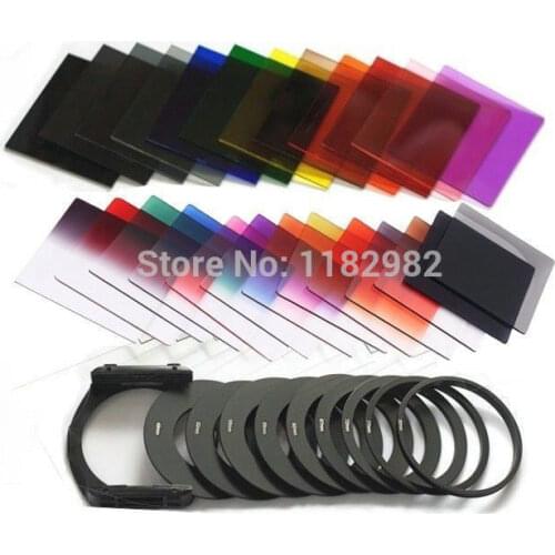 Lens Filter 21in1 Set 11 pcs Square Gradual ND Color filter kit+9 metal Rings+ filter holder For P Series Camera