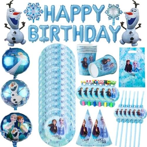 Frozen Party Disney Cartoon Characters Themes Disposable Cutlery Sets Napkins Plates Birthday Party Decorations For Children