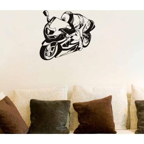 Racer Riding Motorcycle Wall Stickers New Vinyl Wall Decal Decoration Children Bedroom Wall Decor Sticker Design Mural SA436