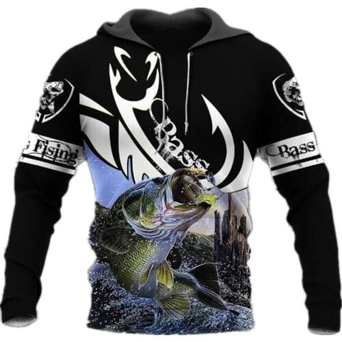 New Fashion Sweatshirt Bass Fishing 3D Printed Sweatshirt Hoodie Zipper Jacket Unisex Street Casual Sweatshirt