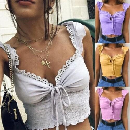 2021 New Camis for Women Camisole Sexy Female Crop Tops Lace Up Backless Tank Top Woman Cute Vest Elegant French Chic Clothes