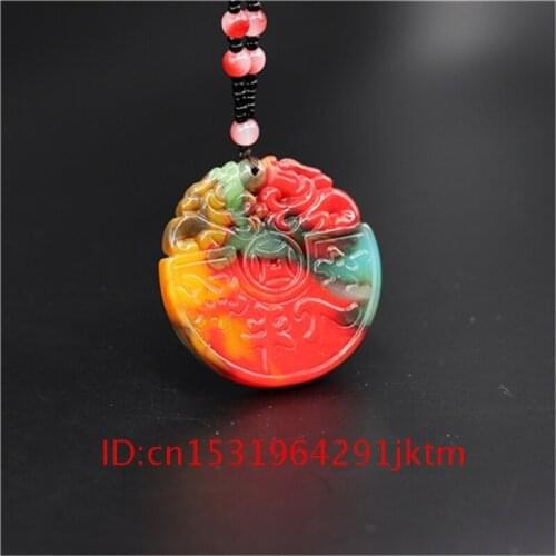 Necklace Color Women Dragon Chinese Fashion Jadeite Jewelry Gifts Carved for Amulet Men Pendant Hand Charm Jade Natural