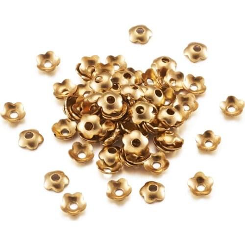 Pandahall 285pcs/10g Flower Shape 5-Petal Brass Bead Caps for Jewelry Making Bracelet Necklace Diameter: 4mm Hole: 1.2mm