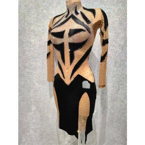 Latin Dance Dress Latin dress sexy skin Tone and black color Salsa Rumba Latin dancewear ballrooom Costume