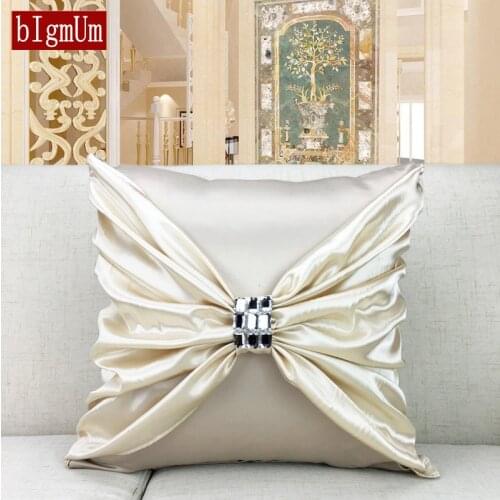 Luxury Pillow Cases Crystal Bow Folds Soft Polyester Pillowcases for Home Bed Pillow Covers Decorative Pillowcases 45 x 45 cm