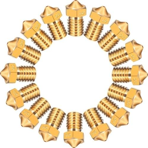 16 Pieces 3D Printer Extruder Nozzle M6 for V5 V6 MakerBot 7 Various Sizes 0.2mm 0.3mm 0.4mm 0.5mm 0.6mm 0.8mm 1mm