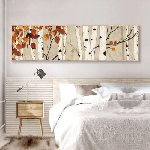 Modern Landscape Posters and Prints Wall Art Canvas Painting Maple Leaf and Woods Decorative Pictures for Living Room No Frame