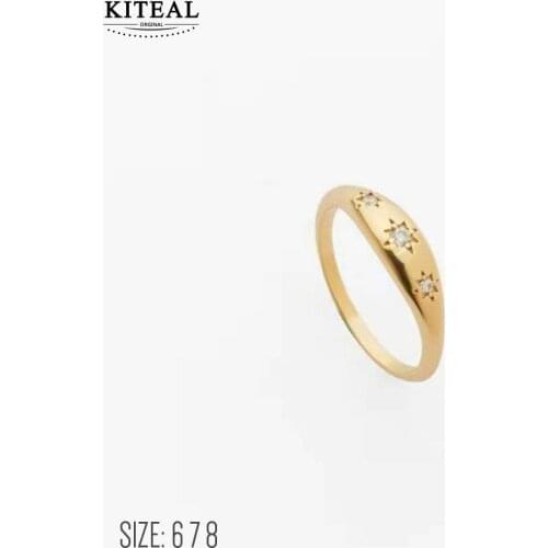 KITEAL couple gift Gold Vermeil size 6 7 8 Girlfriend wedding ring Moon star Jewelry on the neck Charming Jewelry Accessories