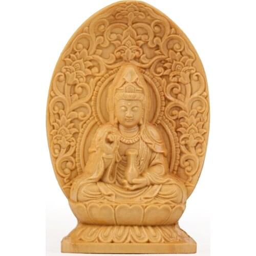 Rosewood handicraft Buddha Buddha Guanyin ornaments small boxwood carving wood handle pieces of car accessories