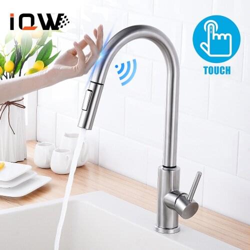 Pull Out Sensor Kitchen Faucet Black Smart Mixer Tap Touch Faucets Hot and Cold Water mart Touch Spray Tap