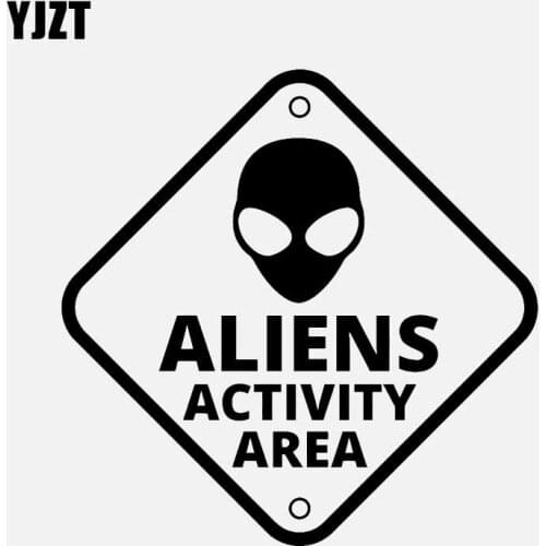 YJZT 14.5CM*14.5CM ALIEN ACTIVITY AREA UFO Funny Car Sticker Vinyl Decal Black/Silver C3-0508