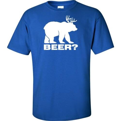 Funny Bear + Deer = Beer Logo Graphic T-Shirt. Summer Cotton O-Neck Short Sleeve Mens T Shirt New S-3XL