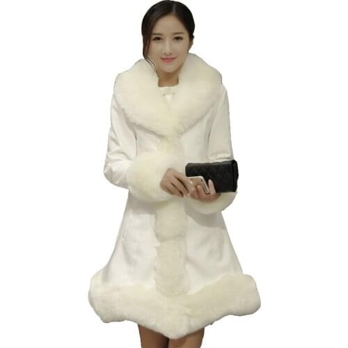 Fox Fur Down Womans Clothing Simulation Leather Jacket Womens Plus Size Mid-length Slim Thin Winter Warm Fur Jackets Female