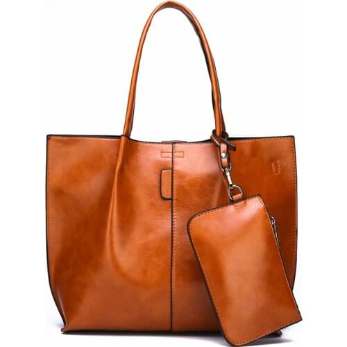 Women Leather Handbags with Purse Large Capacity Totes Bag Oil Wax Leather Shoulder Bags for Women Luxury Handbags Bags Female