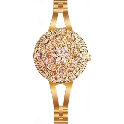 Womens Luxury Watches 2021 Fashion Dress Pocket Wrist Watch Women Gold Flower Women Wristwatch Ladies Clock Montres Femme 2021