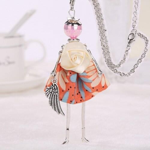 2019 new long chain doll women brand necklace lovely flower pendant collier femme handmade girl hot statement jewelry fashion