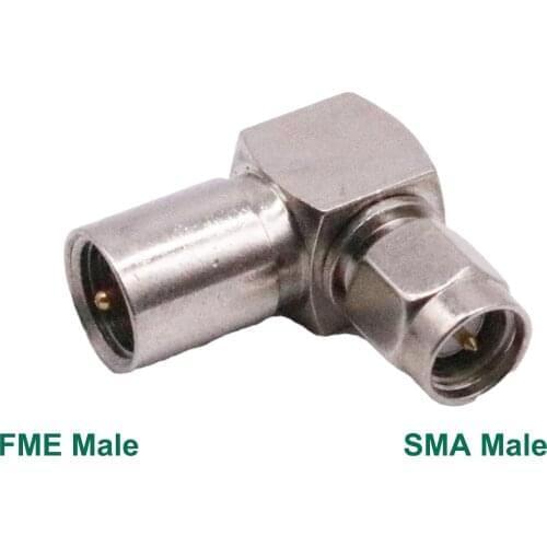 10pcs FME Male Plug to SMA Male Right Angle RF Coax Coaxial Cable Adapter Connector Converter