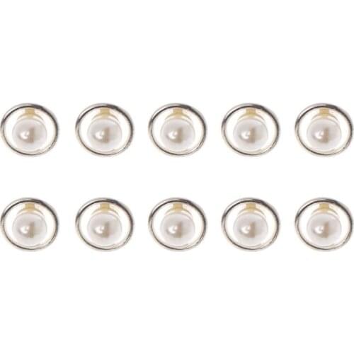 10Pcs DIY Faux Pearl Plastic Shank Buttons Sewing Wedding Crafts Embellishment 10mm D2TD