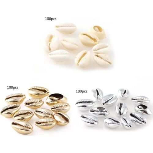 100Pcs White Natural Spiral Shell Beads Sea Shells Beach Seashells Cowrie Shells Charms Beads Jewelry Making