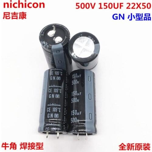 2PCS/10PCS 150uf 500v Nichicon GN 22x50mm 500V150uF Snap-in PSU Capacitor