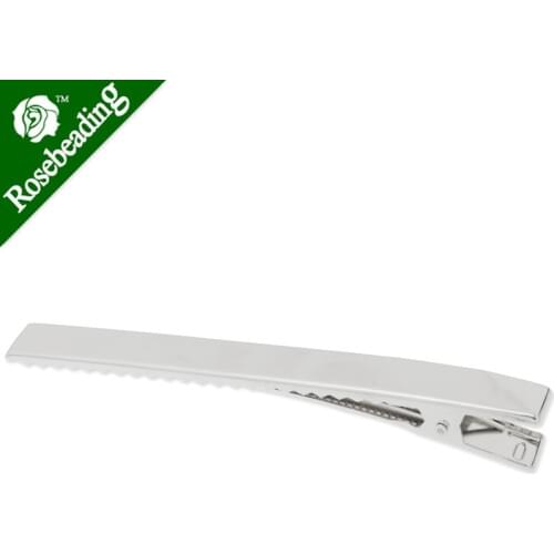 80mm Metal Alligator Hair Clip with Teeth,Nickel color,6mm width,20pcs/lot-C4504