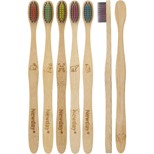 FDA Approved Biodegradable Bamboo Charcoal Toothbrush Lovely Panda Animal LOGO Cartoon Bamboo Toothbrush