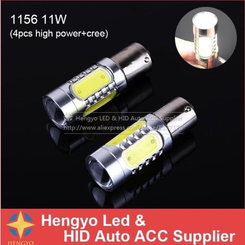 Free Shipment 2Pcs 1156 BA15S BA15D COB LED 11W High Power P21W Car Turn Signal Tail Brake Lights Super Bright White Bulbs