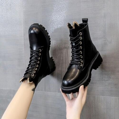 Martin Boots Womens British Style Nice New Trendy Autumn and Winter Velvet Padded All-Matching Short Tube Thin Booties