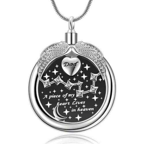 A Piece of My Heart Lives In Heaven Memorial Keepsake Cremation Jewelry Wings Locket Urn Necklace Pendant For Ashes Dropshiping