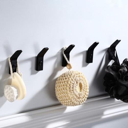 Black White Hook Simple Aluminum Door Towel Hook For Bathroom Clothes Hook Bedroom Robe Hook Coat Hook For Kitchen Bathroom