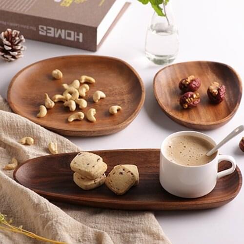 Wooden Tea Tray Acacia Oval/Rectangular/Irregular Wooden Tea Plate Serving Table Plate Snacks Food Storage Dish Serving Tray