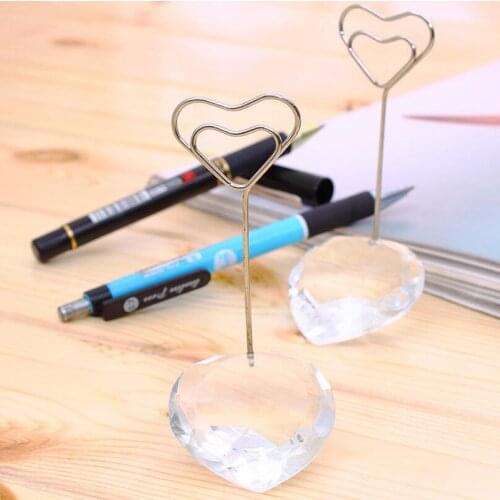 Heart crystal place card holder Wedding table name card holder seat clamp creative party decoration supplies LX1952