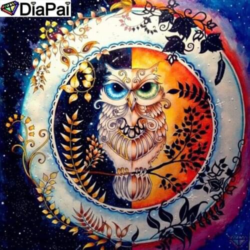 DiaPai 5D DIY Diamond Painting 100% Full Square/Round Drill "Animal owl" Diamond Embroidery Cross Stitch 3D Decor A23484