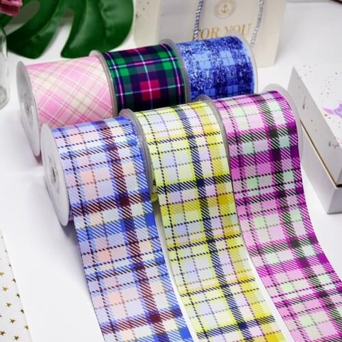 DIY Cartoon Stripes And Grids Printed Grosgrain Ribbon For Craft Supplies Sewing Accessories 5 Yards. 3420