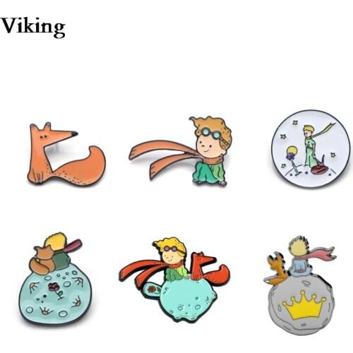 Cartoon Prince Fox Badges Cute Metal Brooches Collar Pin T-shirt Jacket Skirt Costume Badge School Bag Brooches Jewelry G0933