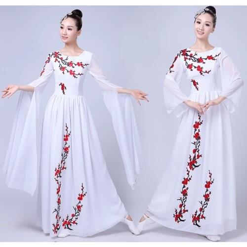 Chinese folk dance costumes classical fan stage wear national dance clothes ancient national dance of China costume DD1946