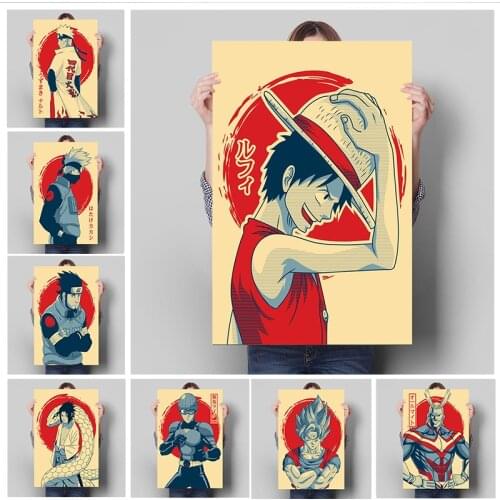 Classic Japanese Anime Vintage Posters One Piece Naruto Dragon Ball Wall Art HD Canvas Painting Picture for Living Room Decor