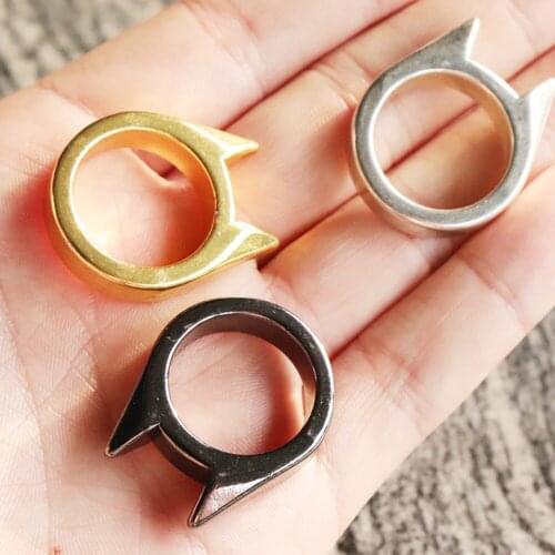 Unisex Alloy Cat Ear Ring Creative Broken Window Tools Cute 3D Cat Ear Ring Fashion Couple Accessories Gift Gold Black