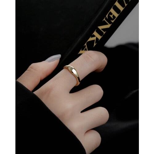 2021 New Fashion Korean Style Rings Simple Joker Metal Finger Ring Gold Color C Shape Adjustable For Women Party Gift Ring
