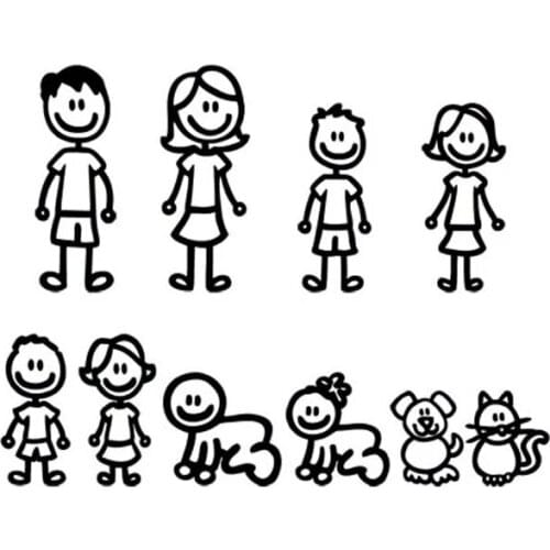 Creativity Car Stickers Fun Family Fashion Styling Body Cars Decal Cartoon Creative Personality Waterproof Sunscreen Decals