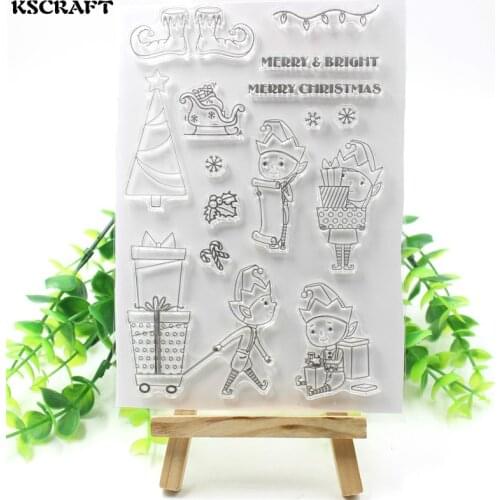 KSCRAFT Christmas Elf Transparent Clear Silicone Stamps for DIY Scrapbooking/Card Making/Kids Fun Decoration Supplies 212