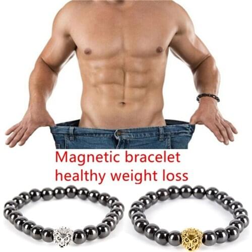 Magnetic Hematite Stone Weight Loss Bracelet Beads Therapy Health Care Jewelry 55mm/2.16in
