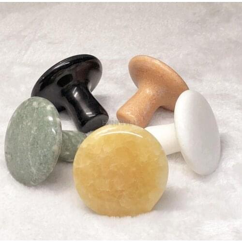 Beauty thin face eye massager hot compress natural jade needle stone powder crystal mushroom head
