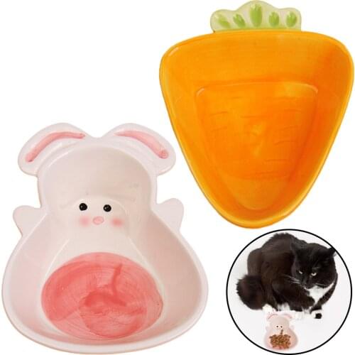 Cat Bowl Cute Carrot Rabbit Shape Ceramic Dog Food Water Feeding Bowls for Small Animals Hamster Chinchilla Rabbit