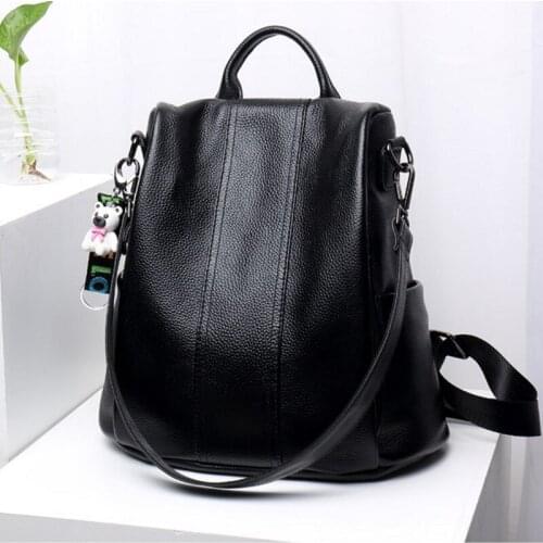 European And American Style Fashion Women Bag Large Capacity Luxury New Soft Leather Classic Genuine Leather Bagpack