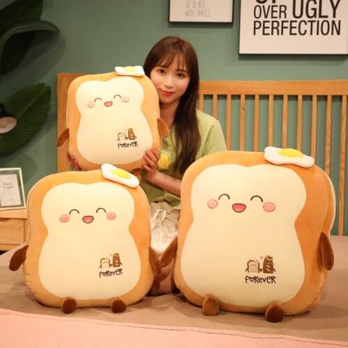 Soft Bread Toast Plush Pillow Cartoon Simulation Food Plush Cushion Soft Sleeping Nap Pillow Plush Toys Funny Birthday Gifts