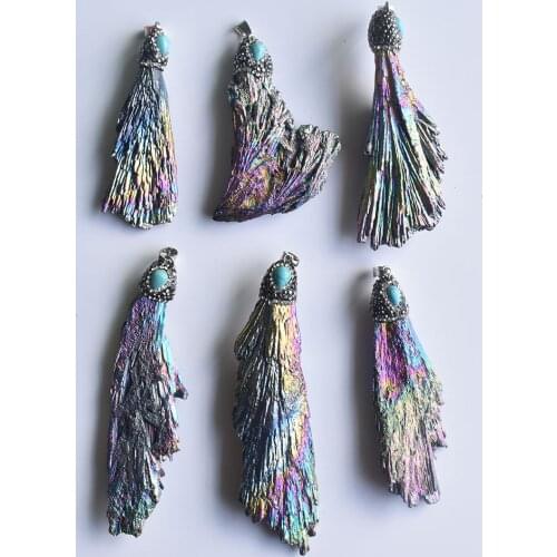 Natural stone pendant tourmaline original stone dazzle color necklace DIY accessories wholesale 6/lot free shipping